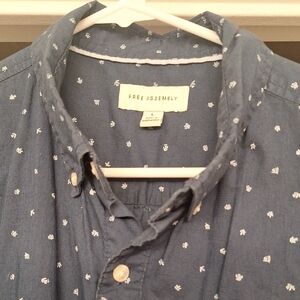 Blue Shortsleeved Button Down Collar